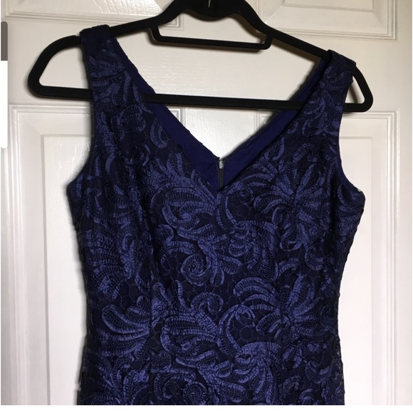 David Meister Navy lace cocktail dress petite - Picture 2 of 7